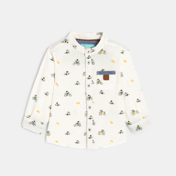 قميص قطني فاخر باللون الأبيض للأولاد الصغار